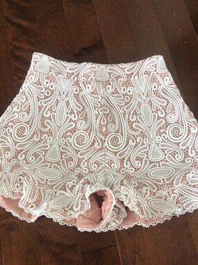 Alexie Lace Ruffle High Waisted Shorts (Size Medium)
